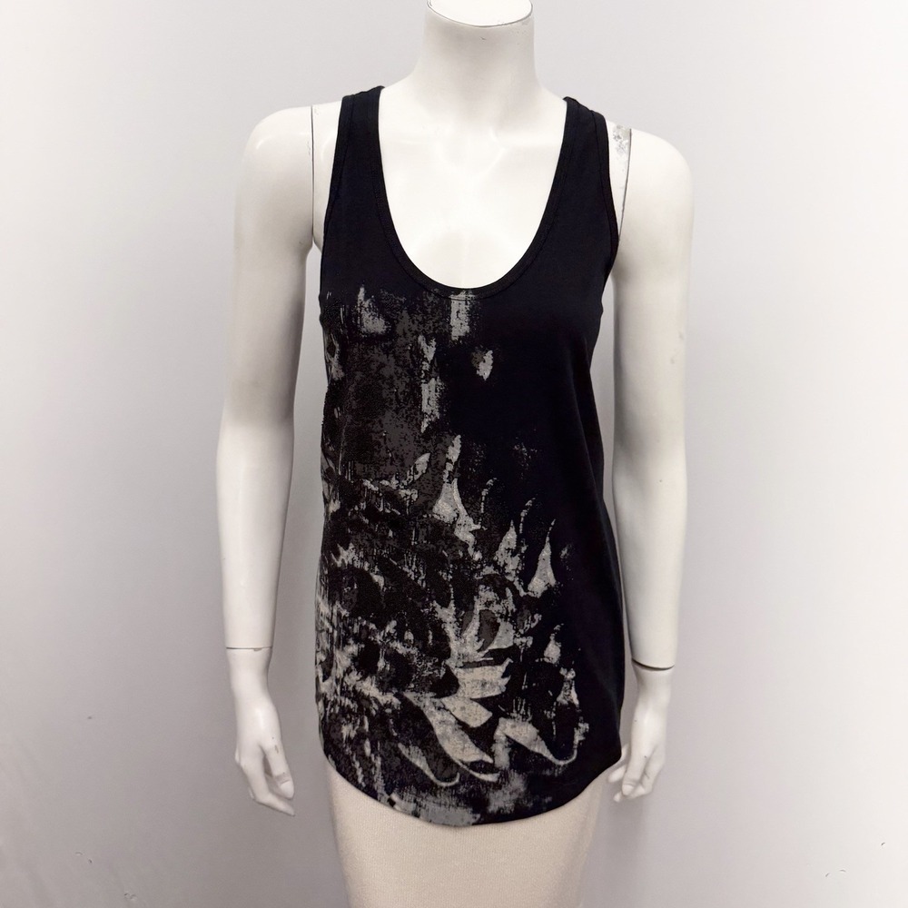 Barbara Bui Tank Top Summer 2014 Black Gray & Taupe Black Tiny Beads L Fits S/M